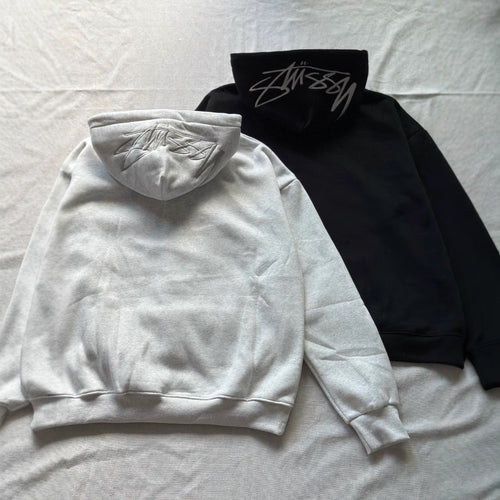 Embroidered Fleece-Lined Hooded Sweater