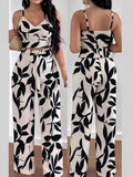 Women's Stretch Vest Top and Wide Leg Trousers Set