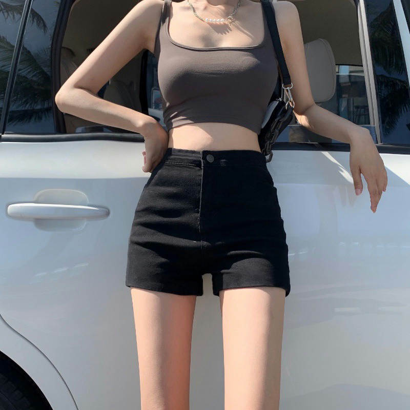 High-waisted skinny women's denim shorts