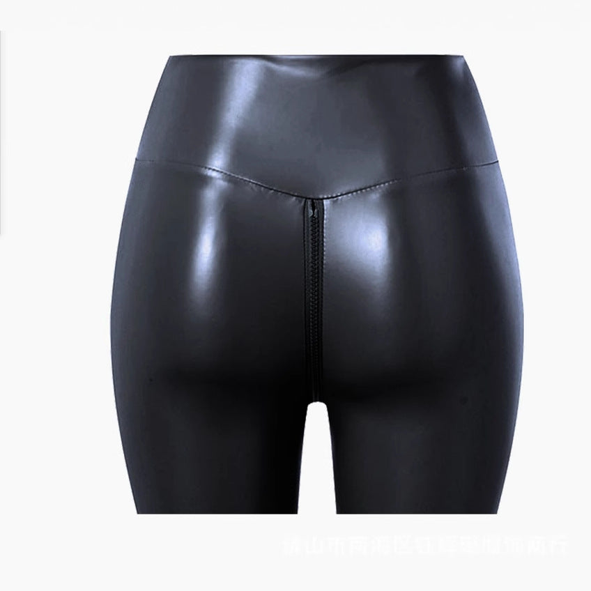 Women's High-Waisted PU Leather Shorts