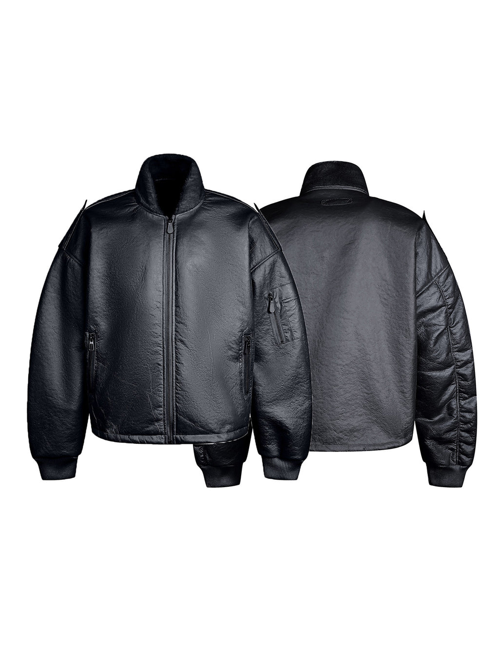 Loose, gender-neutral, warm padded jacket with zipper