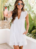Lace Jacquard Mid-Length Dress with Pockets