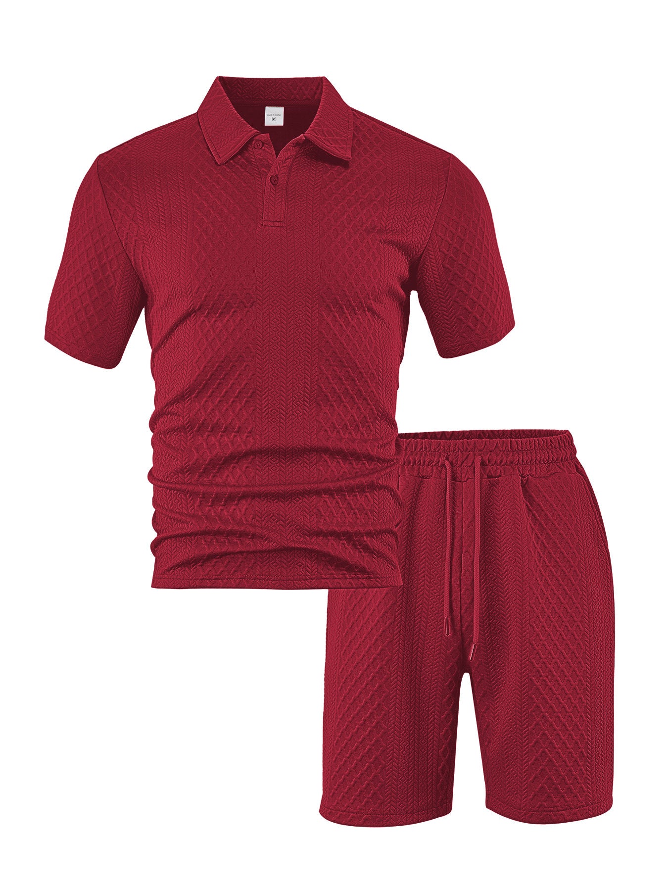 Jacquard fabric men's POLO shirt short-sleeved set
