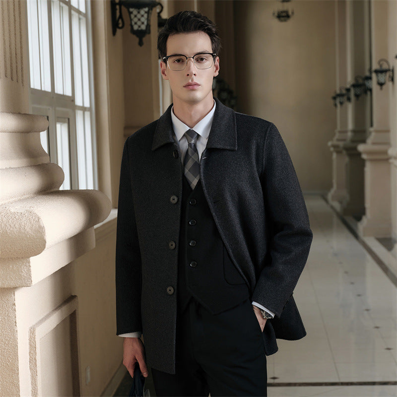 Pure Wool Business Tweed Coat