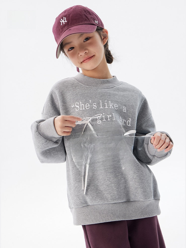 Girls' fleece-lined and thickened sweatshirt