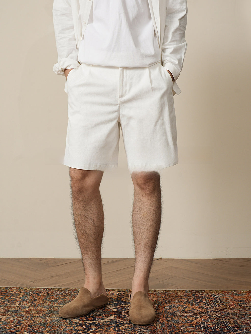 Men's Straight-Leg Linen Blend Shorts
