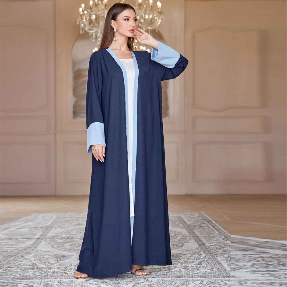 Patchwork Sleeve Cardigan Robe with Headscarf