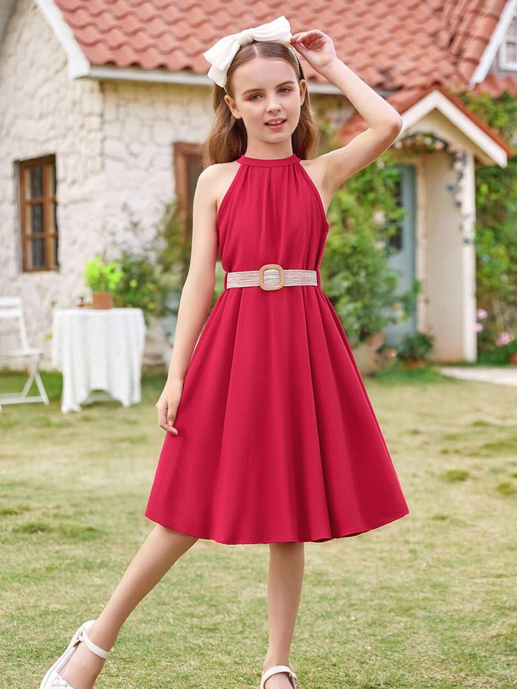Girls' Sleeveless A-Line Dress
