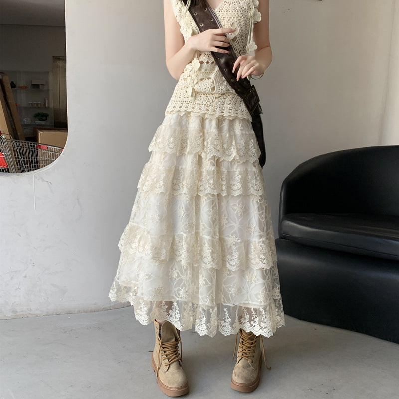 Lace skirt puffy cake skirt