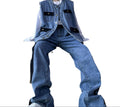 Street-style men's denim jacket and pants set