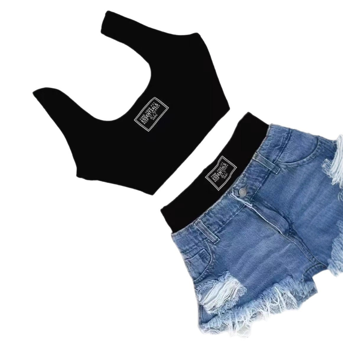 Slim Fit Denim Shorts and Top