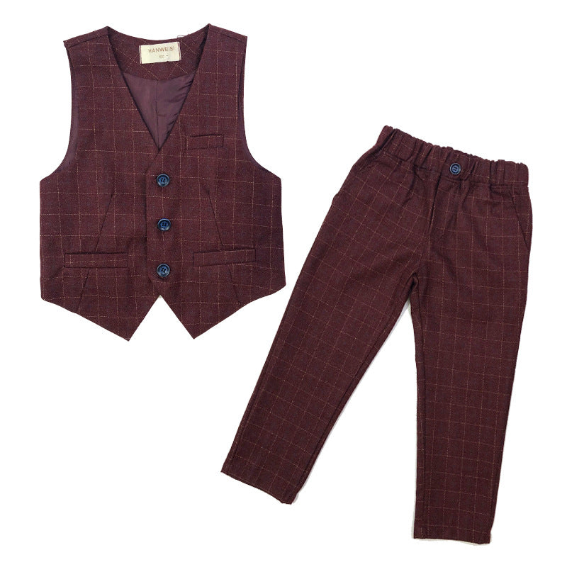 Boys' Plaid Vest Two-Piece