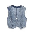Denim vest shorts set