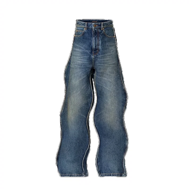 Loose Vintage Blue Washed Denim Jeans
