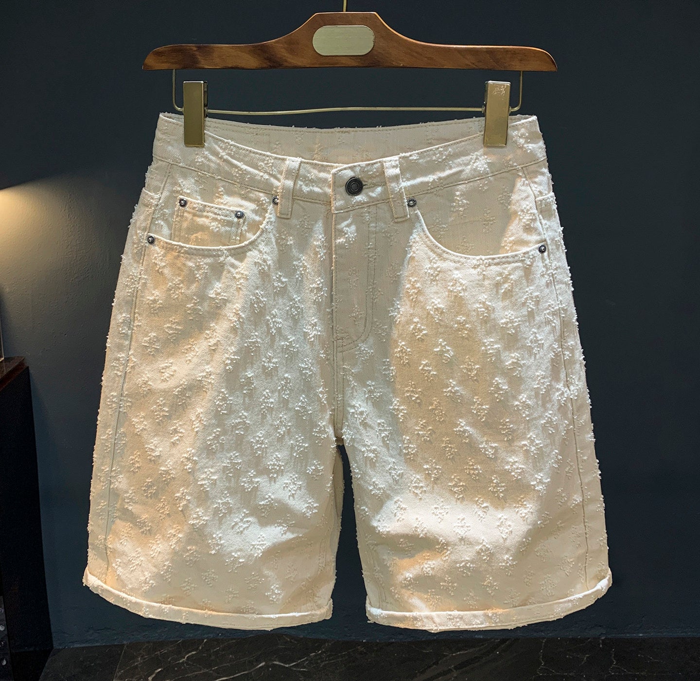 Loose Fit Washed Denim Shorts for Men