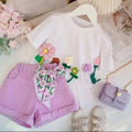 Girls' Floral Short Sleeve and Shorts Two-Piece Set