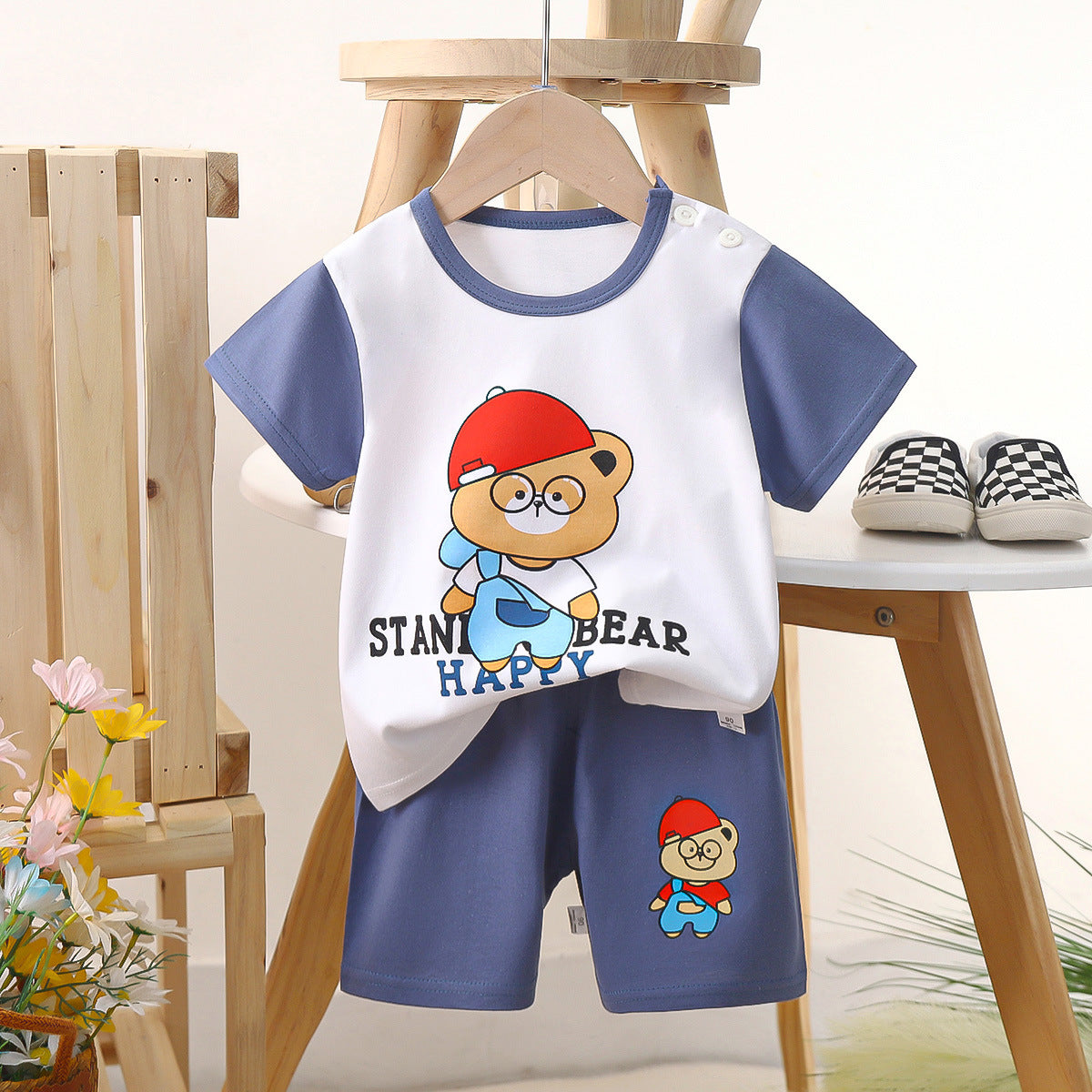 Children's Short Sleeve Cotton Two-Piece Set