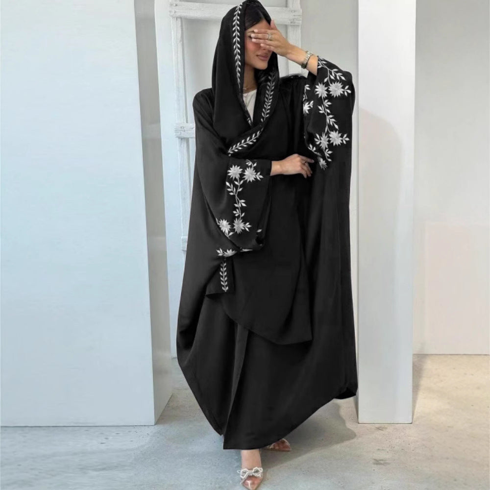 Embroidered floral robe
