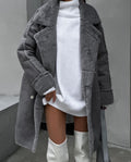 Suede suit collar coat