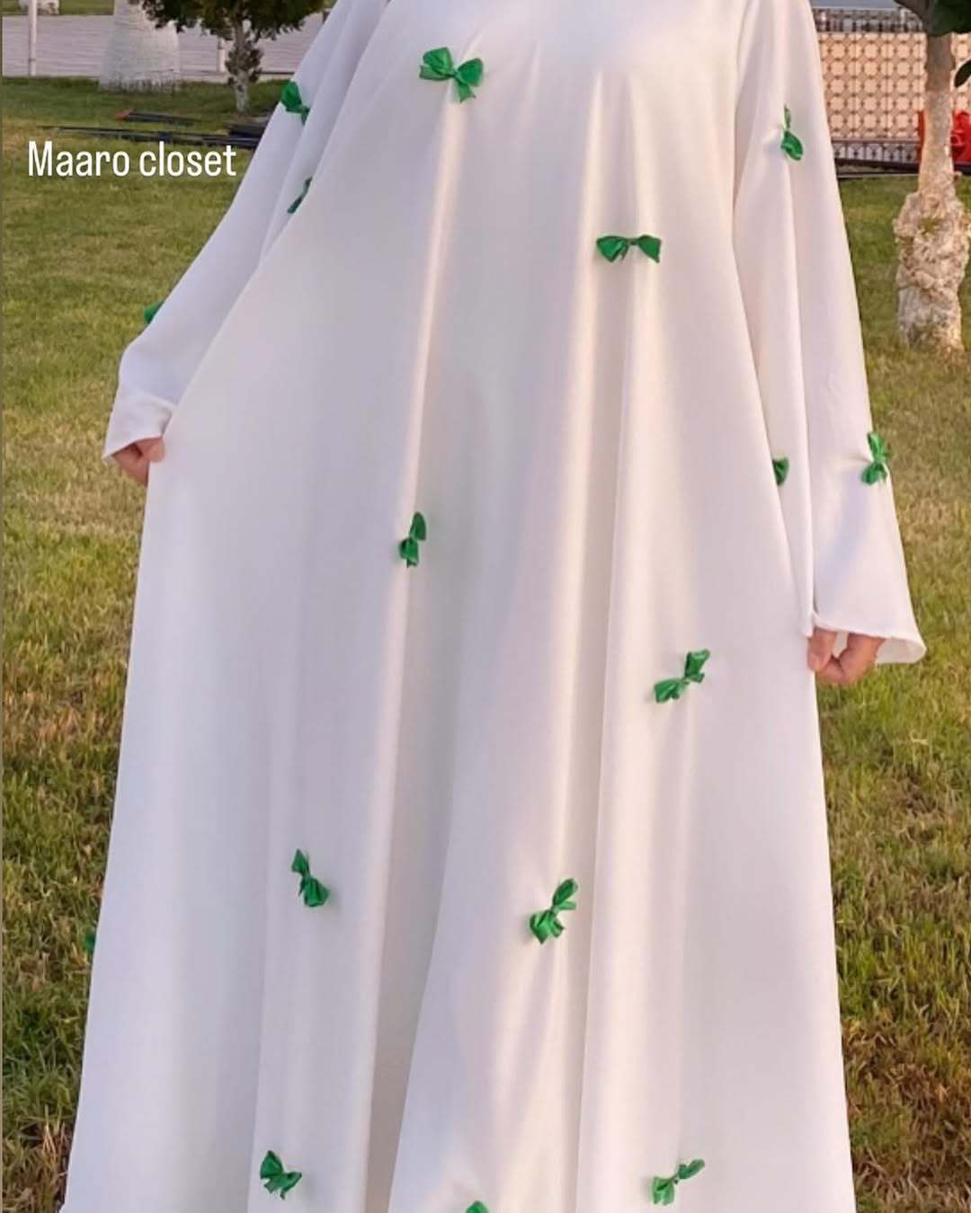 Loose flared sleeve bow long robe dress
