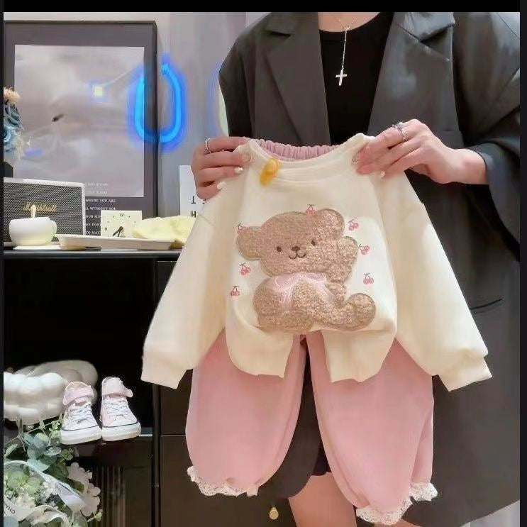 Girls' Cartoon Bear Two-Piece