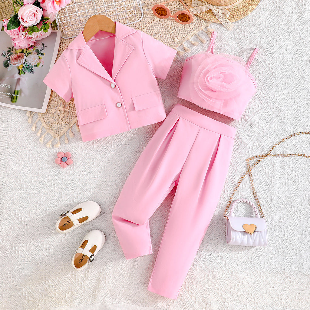 Girls' Mesh Floral 3-Piece Outfit