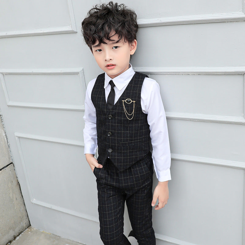 Boys' Plaid Vest Two-Piece