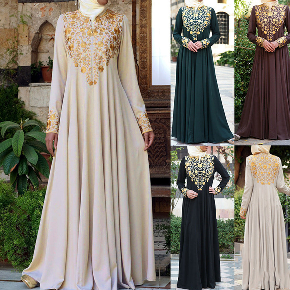 Printed fashionable long robe dress