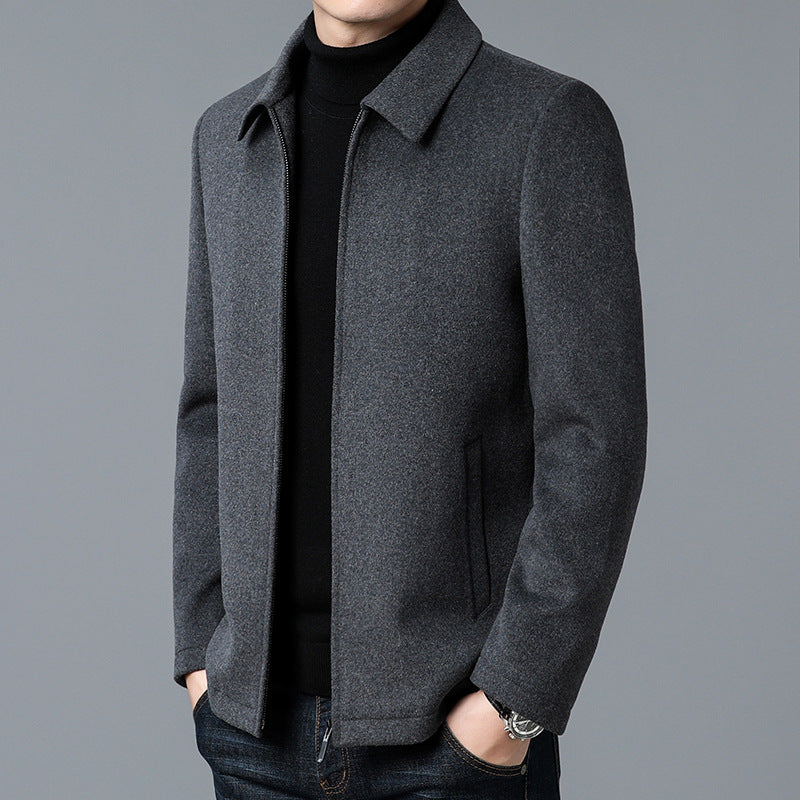 Mens Wool Blend Lapel Jacket