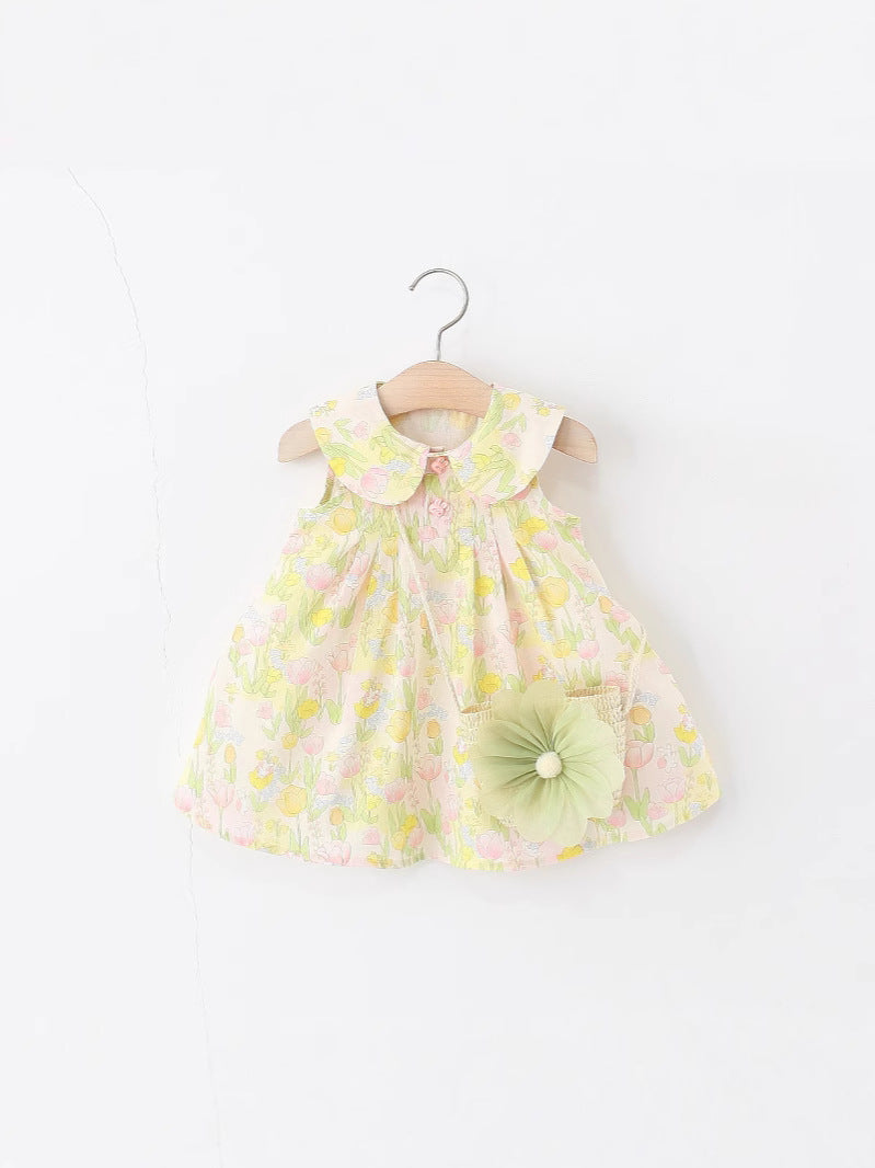 Girls' Floral Sleeveless Cotton Dress