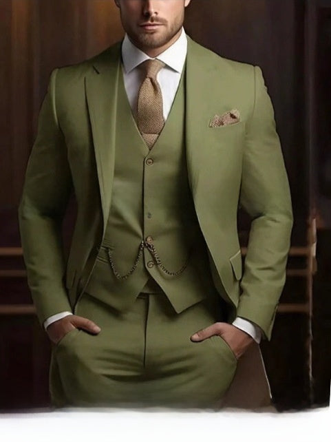 Slim Fit Men's Suit Three-Piece Set