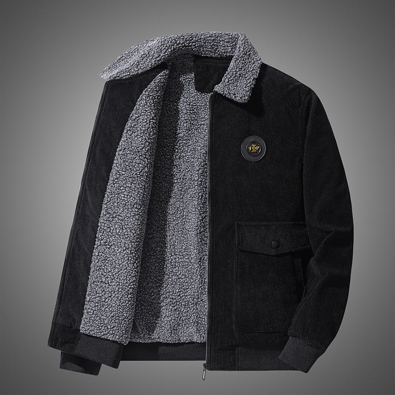 Men's Corduroy Fleece Lined Winter Jacket