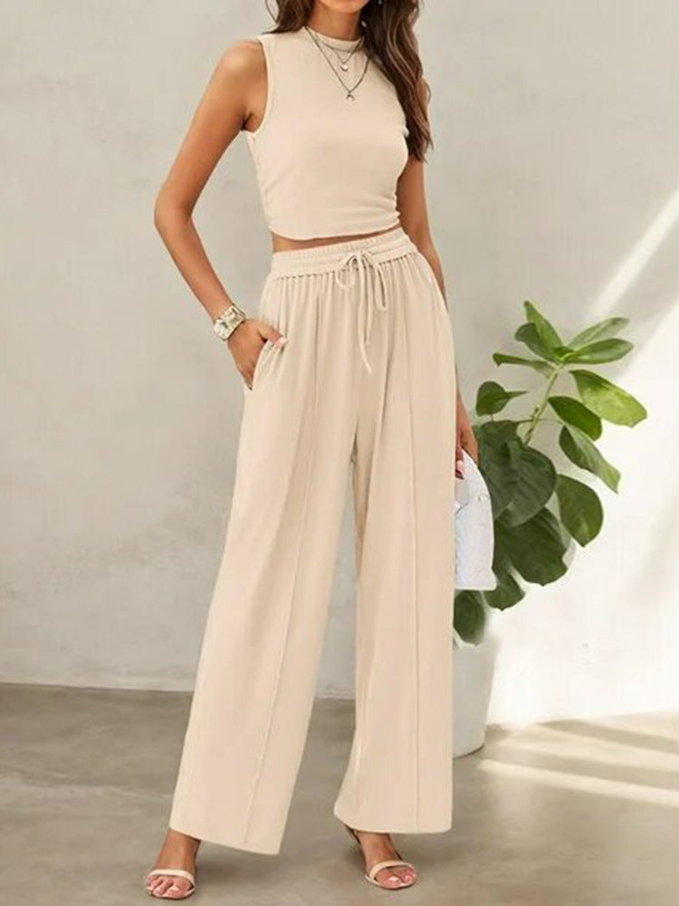 Women's Sleeveless Top and Wide Leg Pants Set