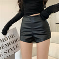Slim-Fit High Waist PU Leather Shorts