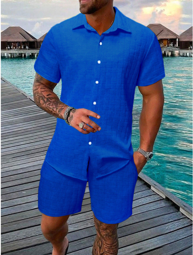 Men's vacation casual shirt and shorts set