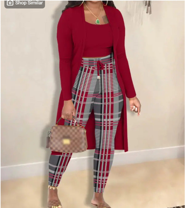 Women's Printed Coat and Trousers Set