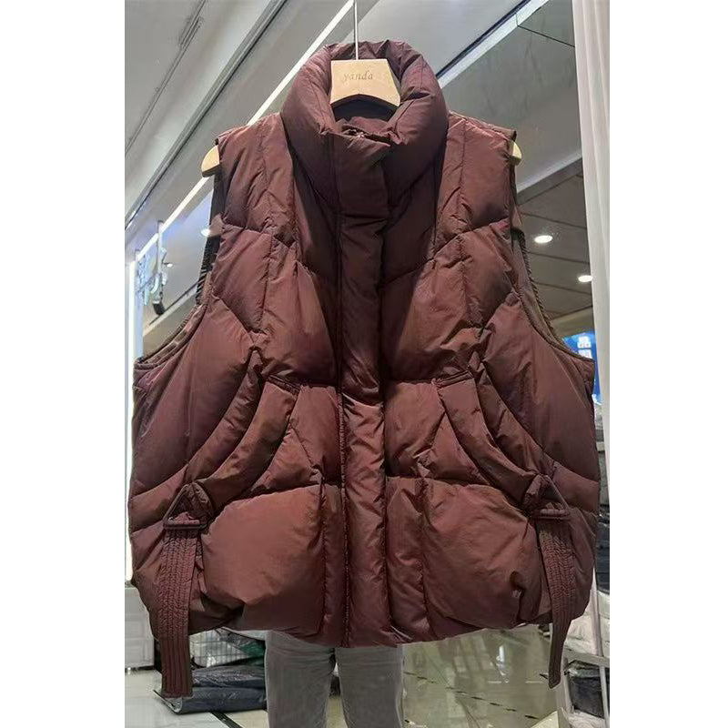 Women's Thickened Polyester Vest with Stand Collar