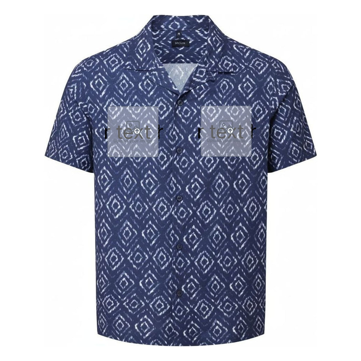 Men's Short Sleeve Shirt — Navy/White Aztec