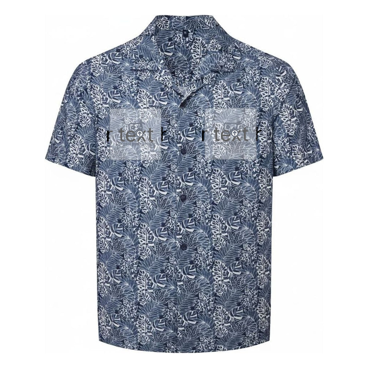 Men's Short Sleeve Shirt — White/Navy Leaf