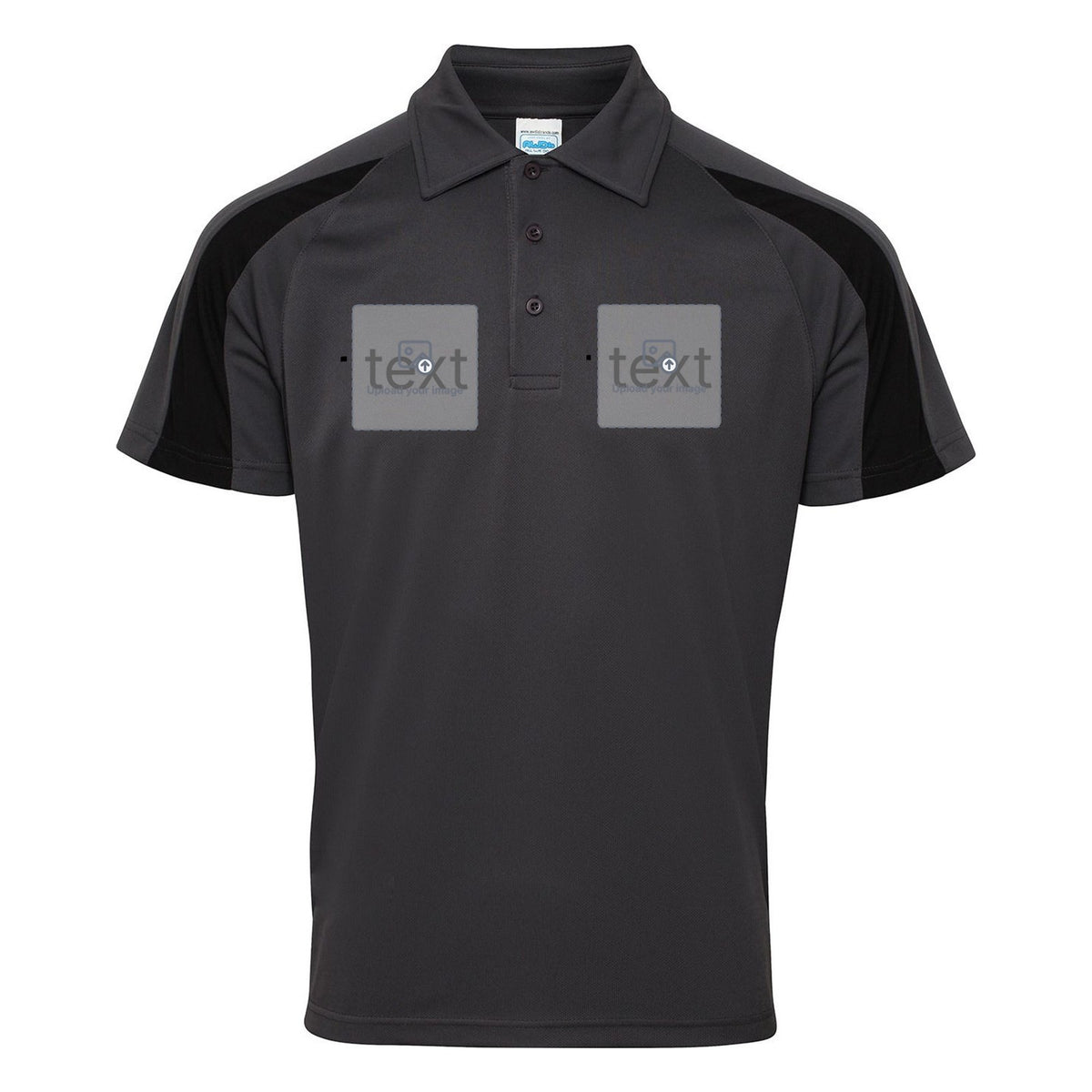 Unisex Contrast Performance Polo Shirt — Charcoal/Jet Black