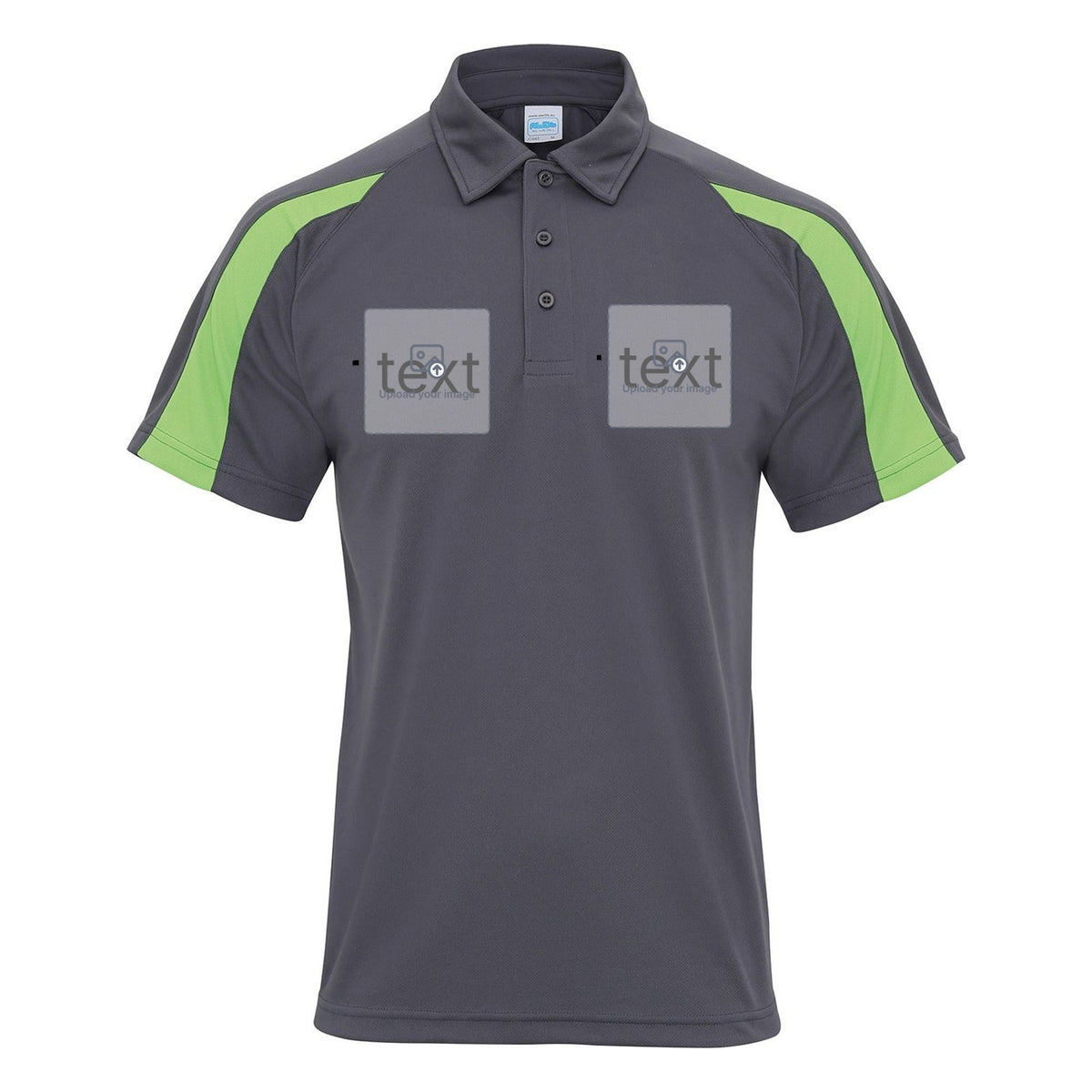 Unisex Contrast Performance Polo Shirt — Charcoal/Lime Green
