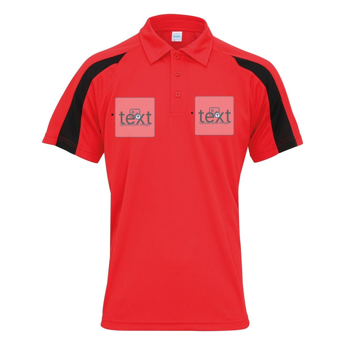 Unisex Contrast Performance Polo Shirt — Fire Red/Jet Black