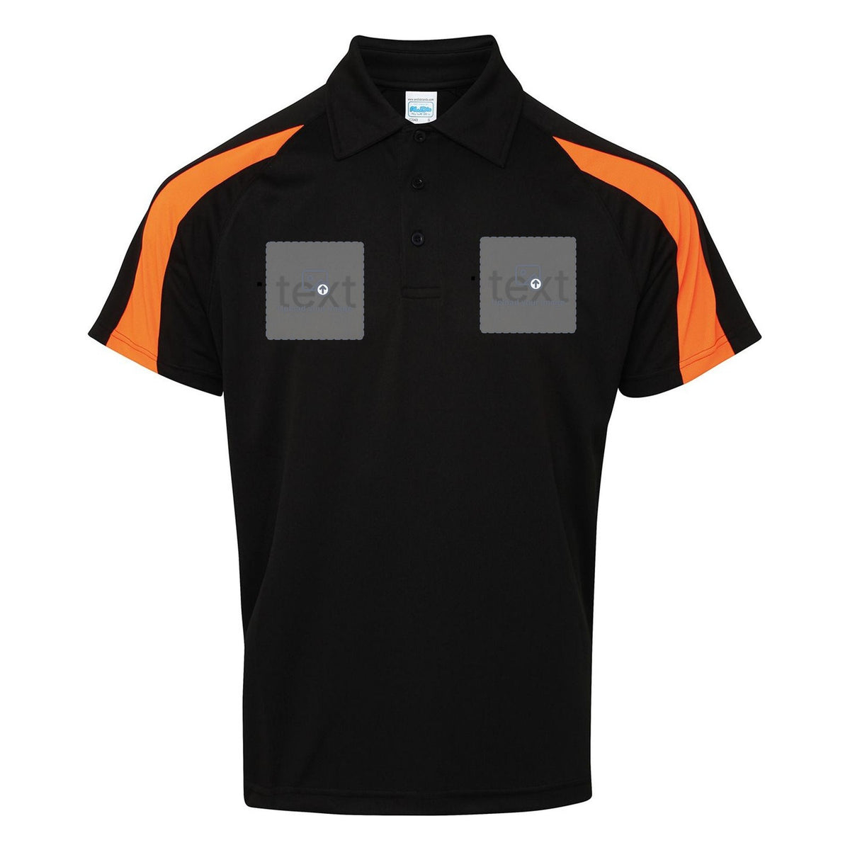 Unisex Contrast Performance Polo Shirt — Jet Black/Electric Orange