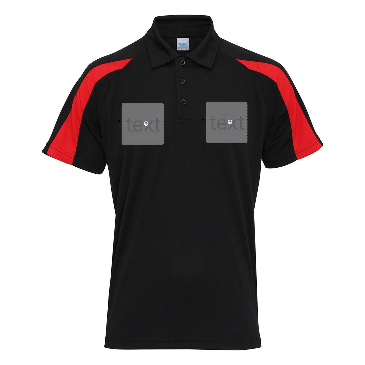 Unisex Contrast Performance Polo Shirt — Jet Black/Fire Red