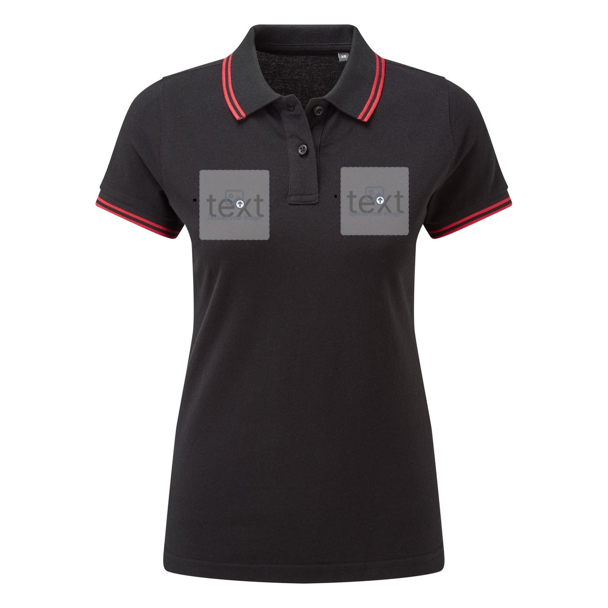 Women's Tipped Polo Shirt — Black/Red
