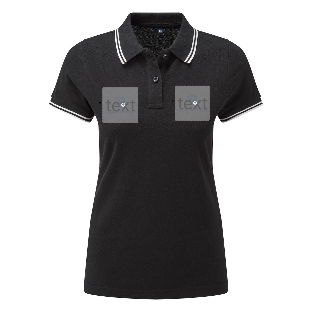 Women's Tipped Polo Shirt — Black/White