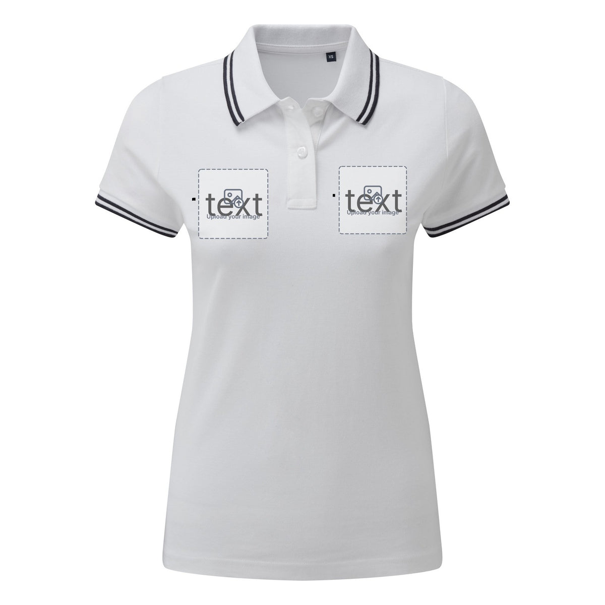 Women's Tipped Polo Shirt — White/Navy